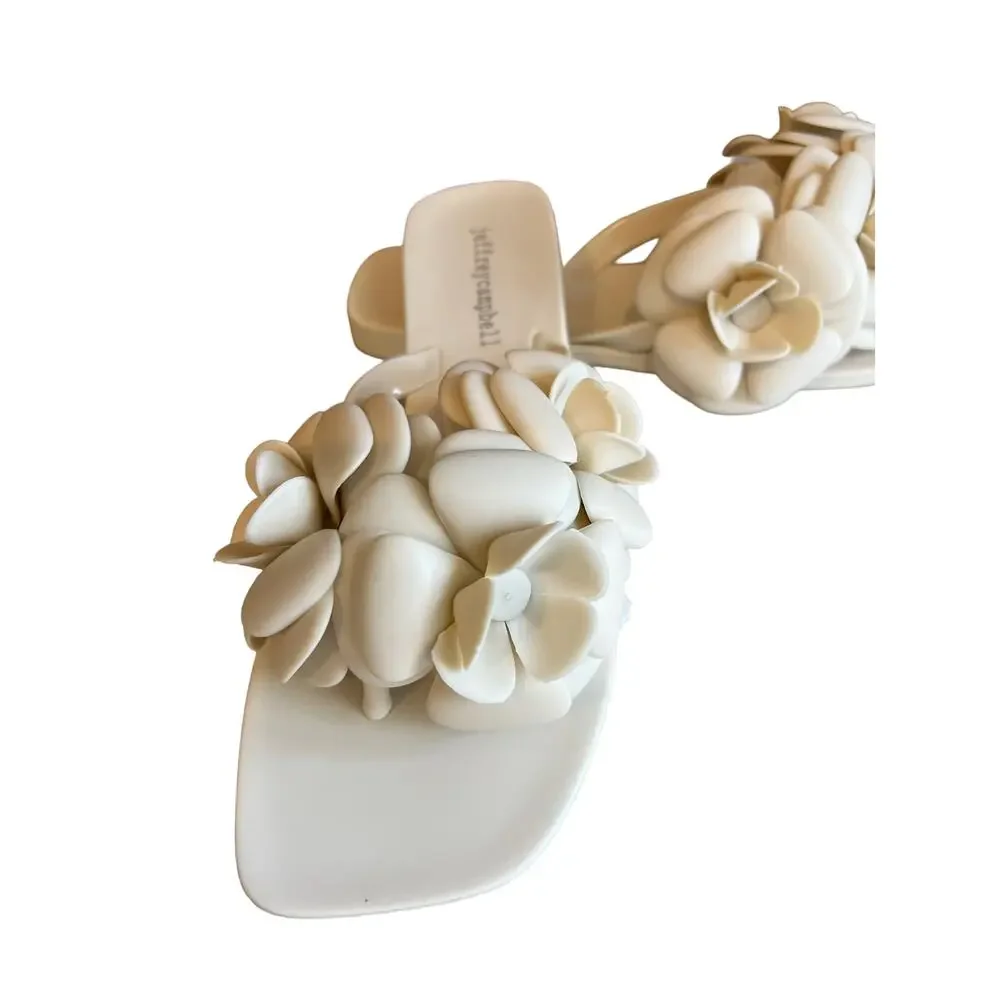 Jeffrey Campbell Fleuris Jelly Flip Flop Flower Detail Cream 7